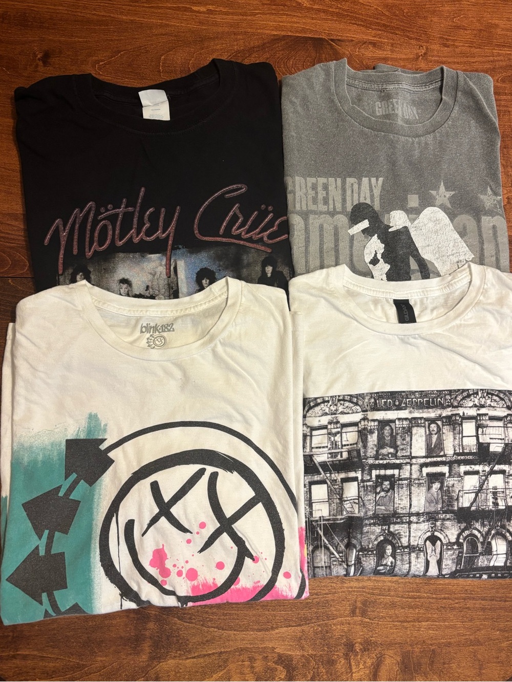 Band Tee Bundle medium large  Green Day blink 182 Motley Crue Led Zeppelin